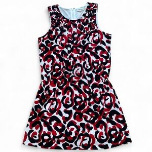 Calvin Klein Red black white abstract print sleeveless mini dress petite Medium